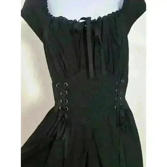 Torrid Black Laceup Dress Corset Babydoll Tulle Goth Steampunk Victorian - Picture 5 of 15